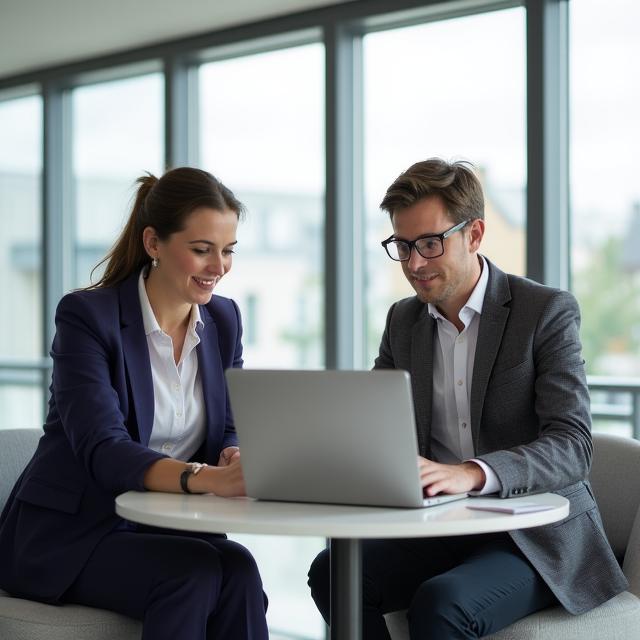 HR professionals discussing policy strategy in a modern office