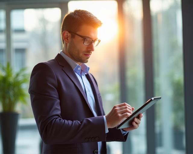 HR Professional analyzing performance metrics on a digital tablet